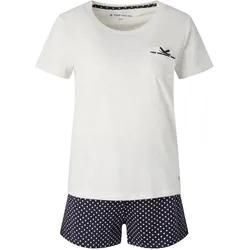 TOM TAILOR Damen Gemustertes Pyjama-Set mit Shorts, blau, Gepunktet, Gr. 36