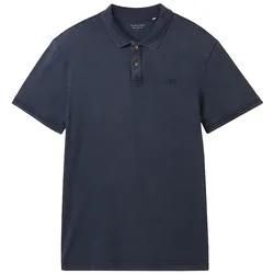 TOM TAILOR Herren Poloshirt mit Logo Stickerei, blau, Uni, Gr. S