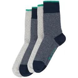 TOM TAILOR Damen Viererpack Socken mit Allover-Print, blau, Muster, Gr. 39-42