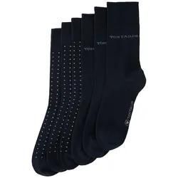 TOM TAILOR Herren Sechserpack Basic Socken, blau, Gepunktet, Gr. 43-46