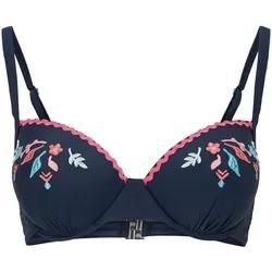 TOM TAILOR Damen Bikini-Top mit Blumenmuster, blau, Geblümt, Gr. 38C