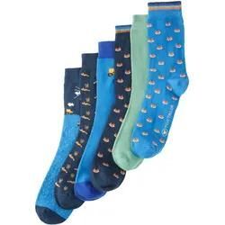 TOM TAILOR Unisex 6-er Set Socken, blau, mehrfarbiges Muster, Gr. 27-30