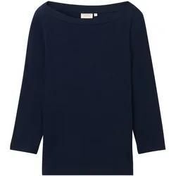 TOM TAILOR Damen 3/4 Arm Shirt mit Bio-Baumwolle, blau, Gr. XXL