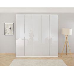 Drehtürenschrank RAUCH "Kleiderschrank Schrank Garderobe KOLUNA mit hochwertiger Glasfront" Schränke Gr. B/H/T: 226 cm x 229 cm x 54 cm, 5 St., weiß (alpinweiß, glas kristallweiß) inkl. 2 Innenschubladen sowie extra Einlegeböden MADE IN GERMANY