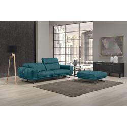 2,5-Sitzer EGOITALIANO "Gloria, super bequem und hochwertige Verarbeitung, edles Design", blau (teal), B:236cm H:96cm T:109cm, Sofas, beidseitig verstellbare Rückenelemente, mit Metallfüßen