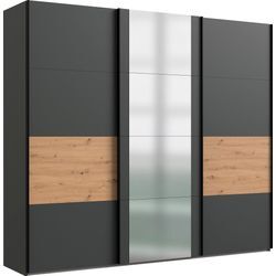 Schwebetürenschrank WIMEX "Barmbek Schlafzimmerschrank BESTSELLER Garderobenschrank", braun (graphit, artisan eiche nachbildung, spiegel), B:270cm H:236cm T:64cm, Spanplatte, Schränke, Kleiderschrank mit 2 Stoffboxen und 2 zusätzlichen Böden, Spiegeltür