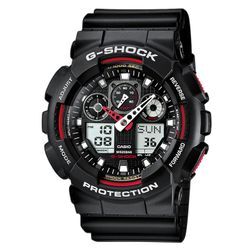 Chronograph CASIO G-SHOCK "GA-100-1A4ER", schwarz, Armbanduhren, Herren, Quarzuhr, Armbanduhr, Herrenuhr, digital, bis 20 bar wasserdicht