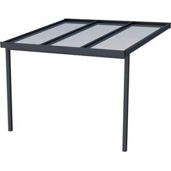 Terrassendach GUTTA "Premium", grau (anthrazit), B:309,4cm T:306cm, Aluminium, Polycarbonat (PC), Terrassenüberdachungen, BxT: 309x306 cm, Dach Polycarbonat gestreift weiß