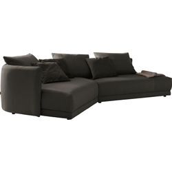 Ecksofa DESIGNWERK "New York, extravagantes Designsofa mit tollem Sitzkomfort, L-Form", grün (hunter), B:333cm T:179cm, 100% Polyester, Sofas, mit moderner Rundung im Korpus