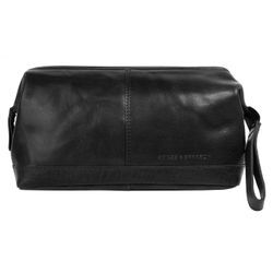 Kulturbeutel SPIKES & SPARROW "TOILETRY BAG", Gr. B/H/T: 30cm x 18cm x 11cm onesize, schwarz, Leder, unifarben, Taschen, echt Leder