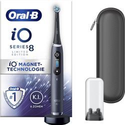 Elektrische Zahnbürste ORAL-B "iO Series 8", schwarz (schwarz onyx), Elektrozahnbürsten, mit Reiseetui