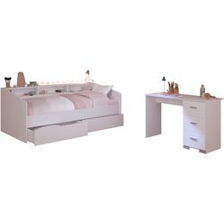 Jugendzimmer-Set PARISOT "Sleep 41", weiß, B:113cm H:82cm T:203cm, Spanplatte, Schlafzimmermöbel-Sets, Rückwände der Fächer am Bett drehbar