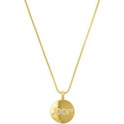 Kette mit Anhänger JOOP "2038019", gold (gelbgoldfarben, weiß), Halsketten, Damen, Silber 925 (Sterlingsilber), L: 45cm B: 1,4mm, mit Zirkonia (synth.), B:1,4mm