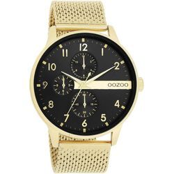 Quarzuhr OOZOO, gold (goldfarben, schwarz), Armbanduhren, Herren, Armbanduhr, Herrenuhr, Chrono-Look, analog, Milanaisearmband