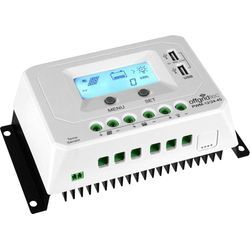 Solarladeregler OFFGRIDTEC "PWM Pro Laderegler 12V/24V - 45A USB-Port", grau (baumarkt), B:19,4cm H:11,8cm T:6,4cm, Kunststoff, Spannungsregler, Integrierter Geräte-und Batterieschutz