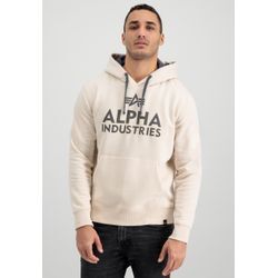 Hoodie ALPHA INDUSTRIES "Alpha Industries Men - Hoodies Foam Print Hoodie" Gr. S, weiß (jet stream white) Herren Sweatshirts