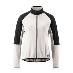 Radtrikot GONSO "Adventure Jersey Fleece W" Gr. 48, weiß (sanftes weiß), Damen, 100% Polyester (Recycelt), Trikots, Damen Fahrradtrikot langarm, weiches Fleece-Material, Full-Zip Trikot