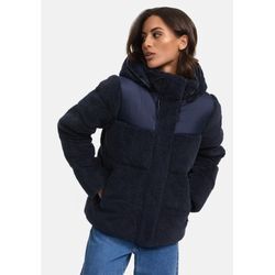 Winterjacke MARIKOO "Kaguraa", Damen, Gr. M, blau (navy), Obermaterial: 100% Polyester; Innenmaterial: 100% Polyester; Futter/Wattierung: 100% Polyester, Jacken, warme Teddyfell Sherpa Jacke