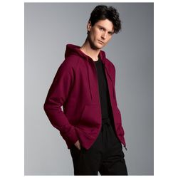 Sweatjacke TRIGEMA "TRIGEMA Sweatjacke mit Kapuze", Herren, Gr. L, rot (chianti, melange), 70% Baumwolle, 30% Polyester, Basic, Sweatjacken