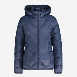 Dunkelblaue Steppjacke mit abnehmbarer Kapuze