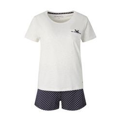 TOM TAILOR Damen Gemustertes Pyjama-Set mit Shorts, blau, Gepunktet, Gr. 36