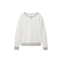 TOM TAILOR Damen Sweatshirt in Melange Optik, weiß, Meliert, Gr. S/36