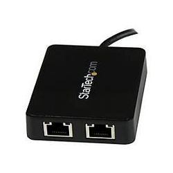 StarTech.com USB-C auf Dual-Gigabit Ethernet Adapter mit USB (Typ-A) Anschluss - USB Type-C Gigabit Netzwerk Adapter - Netzwerkadapter - USB-C - Gigabit Ethernet x 2 + USB 3.0