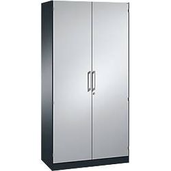 Flügeltürenschrank ASISTO C 3000, 5 Ordnerhöhen, B 1000 mm, anthrazit/alusilber