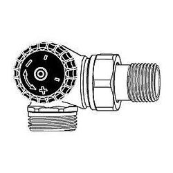 Heimeier Thermostat-Ventilunterteil 2343-02.000 G 3/4 AGxR 1/2, Winkeleck, Rotguss, links, geringer Widerstand