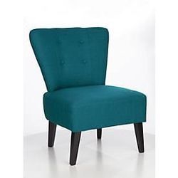 Lounge Sessel BRIGHTON, Stoffbezug, Vintage-Look, Massivholzbeine, blau