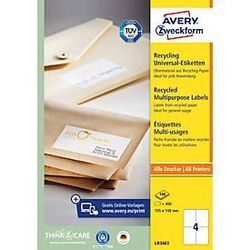 Etiketten AVERY® Zweckform, für Druckertyp Inkjet/Laser, rechteckig, nachhaltig, A4 Format, Papier, naturweiß, 400 Etiketten, B 148 x H 105 mm