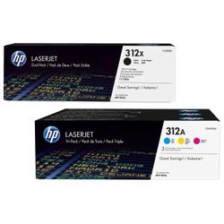 HP Original 312X / 312A Toner 5er Set - schwarz (2) hohe Kapazität, cyan, magenta, gelb, (Doppelpack CF380XD,