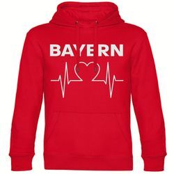 multifanshop Kapuzen Sweatshirt - Bayern - Herzschlag - Druck weiß - Hoodie