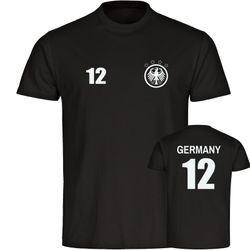 multifanshop Herren T-Shirt - Germany - Adler Retro Trikot 12 - Druck weiß - Männer