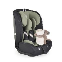 Moni Kindersitz i-Size Start (76-150cm) Kopfstütze verstellbar, Kuscheltier grün