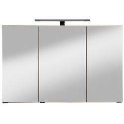 Spiegelschrank WELLTIME "Trento, verschiedene Ausführungen und Farben", braun (eiche), B:100cm H:64cm T:20cm, Schränke, Breite 100 cm, mit 3D-Effekt, Spiegeltüren, Inklusive LED-Beleuchtung