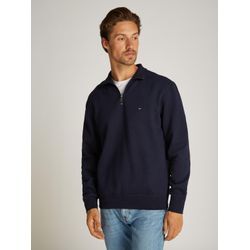 Sweatshirt TOMMY HILFIGER "ESSENTIAL FLEECE 1/4 ZIP" Gr. XL, blau (desert sky), Herren, Sweatware, Obermaterial: 60% Baumwolle, 40% Polyester, Sweatshirts, mit Stehkragen