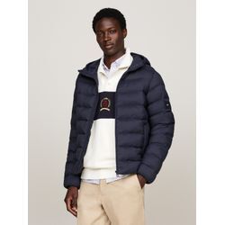 Steppjacke TOMMY HILFIGER "MID WEIGHT HOODED JACKET", Herren, Gr. XXL, blau (desert sky), Web, Obermaterial: 100% Polyamid. Futter: 100% Polyester. Wattierung: 100% Polyester, casual, regular fit hüftlang, Langarm, Jacken