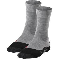 FALKE Herren Socken 2er Pack - Trekking Socken TK2, Polsterung, Merino-Wollmix Grau 46-48