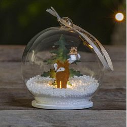 LED-Glaskugel Forest Friends Fuchs und Eule