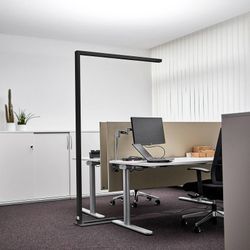 LED-Büro-Stehlampe Jolinda, schwarz, 195 cm, Sensor, dimmbar