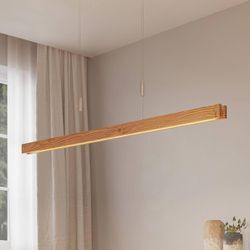 Lindby Alimara LED-Holz-Hängeleuchte, Holz, Länge 138 cm