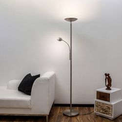 Lindby LED-Deckenfluter Malea, 180 cm, nickel, Lesearm