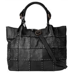 Shopper SAMANTHA LOOK Gr. B/H/T: 36cm x 26cm x 19cm onesize, schwarz, Damen, Leder, unifarben, leicht glänzend, Taschen, echt Leder, Made in Italy