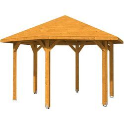 Holzpavillon SKANHOLZ "Nancy 3", braun (eiche hell), H: 316cm, Pavillons, Leimholz, 393 x 340 cm