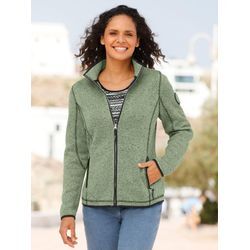 Fleecejacke CASUAL LOOKS, Damen, Gr. 40, grün (eucalyptus, schwarz, gemustert), 100% Polyester, Paspelierung:100% Polyester, gemustert, mehrfarbig, meliert, Langarm, Jacken