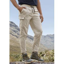 Jogger Pants JOHN DEVIN, Herren, Gr. 46, N-Gr, beige (sand), Obermaterial: 95% Polyamid, 5% Elasthan, unifarben, sportlich, bequem knöchellang, Hosen, Trekking-Outdoor-Hose mit Belüftung im Kniebereich