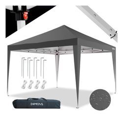 24MOVE® Pavillon Santos 3x3m Pop-Up UV-Schutz 50+ Wasserdicht & winterfest mit Tasche faltbar & stabil, für Camping & Garten Faltpavillon - Partyzelt Grau