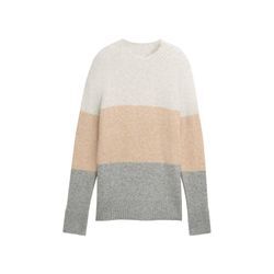 TOM TAILOR DENIM Damen Strickpullover mit Colour Blocking, grau, Colour Blocking, Gr. M