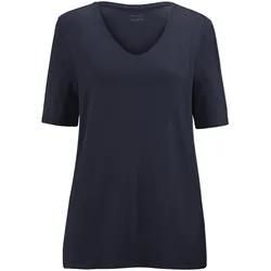 Shirt gerundetem V-Ausschnitt Anna Aura blau, 54